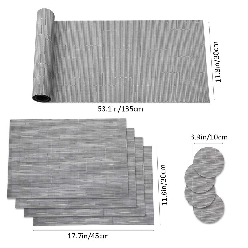 HPMAISON 9 Pcs Grey Placemats Set - 4 Placemats, 4