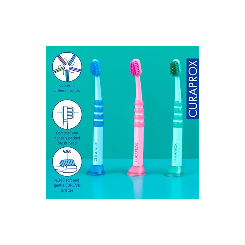 Curaprox Cepillo de dientes para bebé (paquete de 3); cerdas