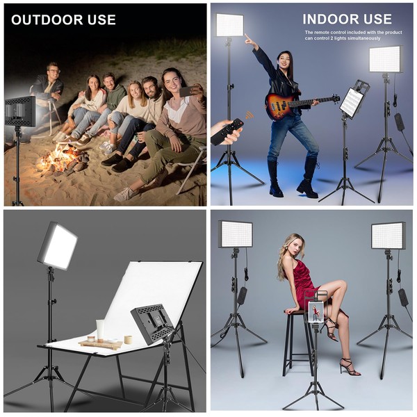 JJ JIANJIN 2 Packs Dimmable Bi-Color 432 LED Video Light