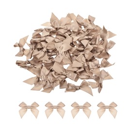 sourcing map 60Pcs Mini Ribbon Bow 1.5" Mini Fabric Satin Ribbon Flower Bows for Craft DIY Sewing Wedding Birthday Party Light Brown