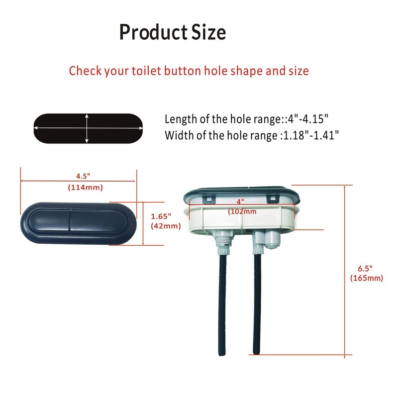 WinZo BT040BK Oval Round Push Button For Dual Flush Toilet