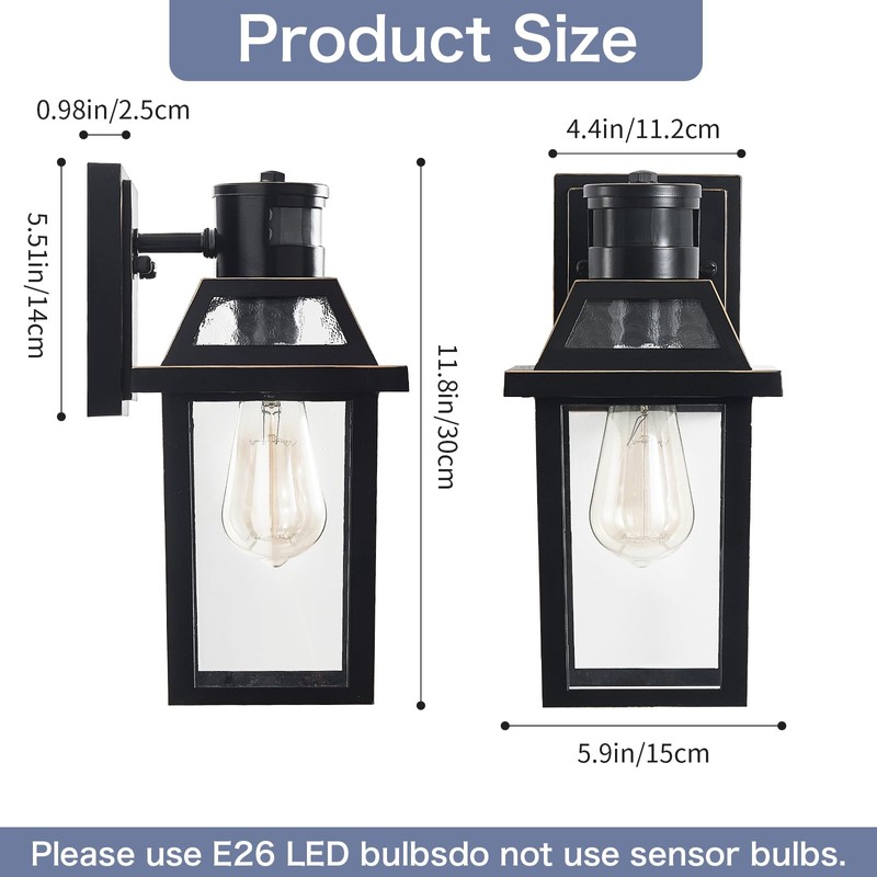 Motion Sensor Outdoor Wall Lights, Porch Light Outdoor 3 Lighting