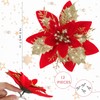 Canlierr 5.7 Inch Artificial Poinsettias Christmas Glitter Flowers with Clips
