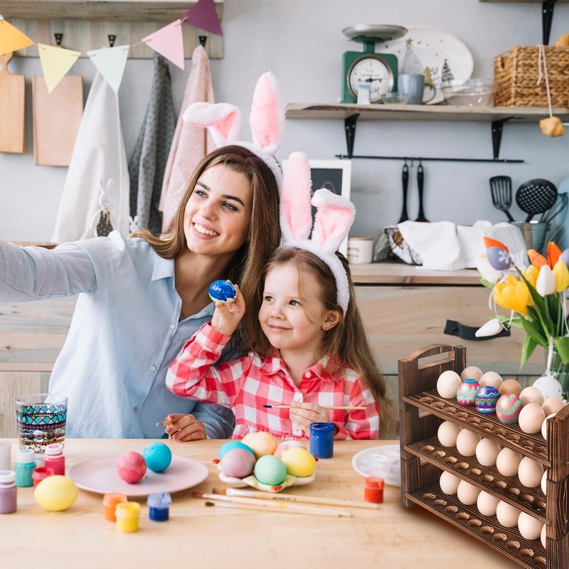 Wooden Egg Holder 3 Layer Fresh Egg Rack Holders Countertop