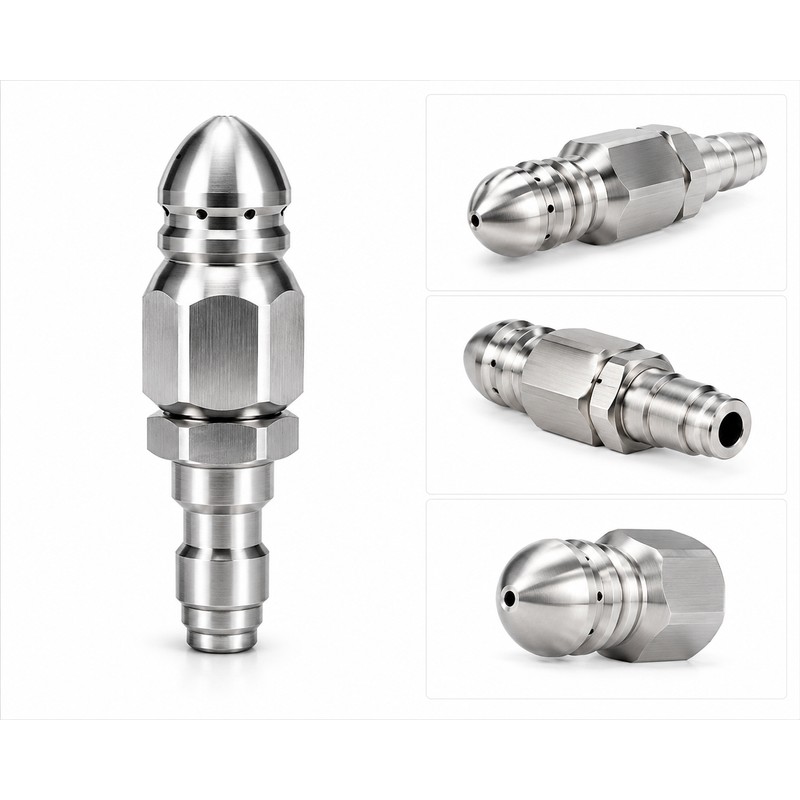 Sewer Jetter Nozzle for High-Pressure Washer – Stainless Steel Quick