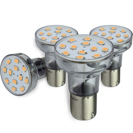 Leisure LED RV Trailer Motorhome LED Spot Light 1156 1139 1141 1383 LED Bulb 2 Watt 275 Lumen CW 10-30Volt 12Volt Long Neck (Warm White 3500K, 4-Pack Long Neck)
