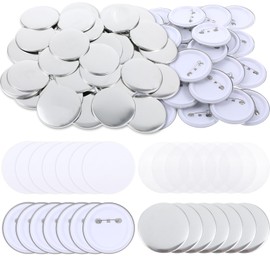 200 Sets Button Maker Supplies 58mm/2.28 inch Button Parts for Button Maker Machine Blank Button Pins with Metal Cover, Plastic Button Back Pin Cover, Film&Blank Paper