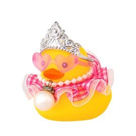 wonuu Car Rubber Duck Decoration Cute Princess Car Accessories Car Ducks for Dashboard with Crown Skirt Dress Love Heart Sunglasses Necklace