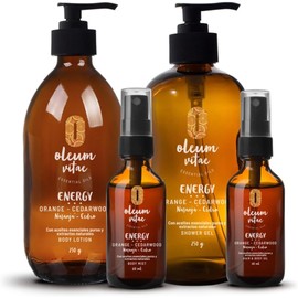OLEUM VITAE Kit Cuidado de la Piel Naranja-Cedro. Con Aceite Esencial de Cedro. Hidratación Profunda