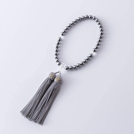 Hasegawa Buddhist Altar Prayer Beads, Tamano Shell Pearl, Crystal Tailored, Gray (Tuft), 0.3 inch (8 mm), Paulownia Box, For Women