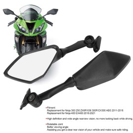 Aramox Motorcycle Rear View Mirrors for Ninja 300 250 ZX6R 636 300R EX3 Pair Motorcycle Rear View Mirrors Folding Black Replacement