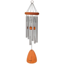 Festival 24-inch Redwood Wind Chime 8 Tubes w/Customization in Silver by Wind River for Patio, Backyard, Garden, and Outdoor décor. Made in The USA