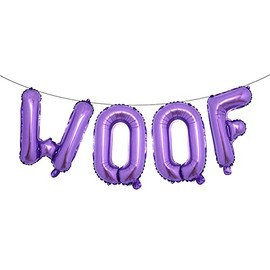 Animal Dog Birthday Party Supplies, WOOF Letter Balloons,Pet Happy Birthday Banner for Dog Birthday Party Decoration Banner (WOOF Purple)