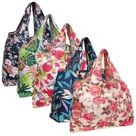 allydrew Unisex's Reusable Grocery Bags, Flowers & Ferns, Set of 5