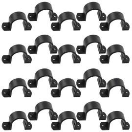 AERZETIX - C64961-Set of 20 U-Clamps with 2 Holes for Pipes Diameter 32 mm - Plastic - DIN3016 - Cable Ties Wire Holder Wall Mounting for Screwing on - Colour Black