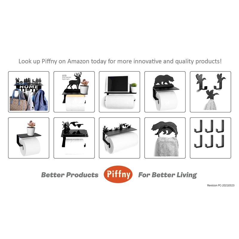 Piffny 6 Pack Heavy Duty Steel Essential Style Wall Hooks