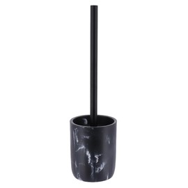 Black Marble Toilet Brush and Holder Set – Modern Resin Base with Black Steel Handle – Durable Bathroom Accessory for Deep Cleaning, Ideal for Compact, Contemporary Spaces