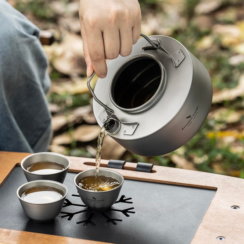 Boundless Voyage Titanium 700ML Kettle with Inner Fliter Folding Handle