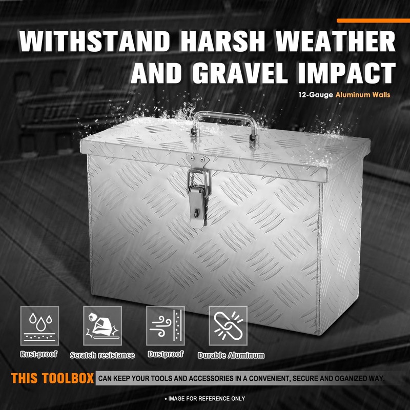 PM PERFORMOTOR Heavy Duty Diamond Plate Tool Box, Waterproof Square