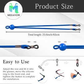 MEGAVOW 5 Pcs Spectacle Lanyard for Men Women, Adjustable Non-Slip Eyeglass Sunglasses Spectacles Cord Glasses Strap String Holder
