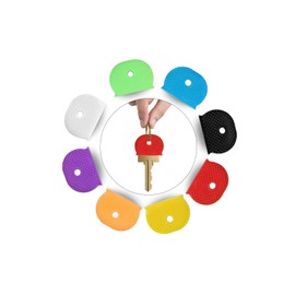 8 Pcs Coloured Key Caps Key Covers, Caps Key Toppers Tags Set Flexible Key Covers Coloured Key Identifiers Caps Colour Key Caps Label for Easy Identifying House Door Keys, 8 Assorted Colors