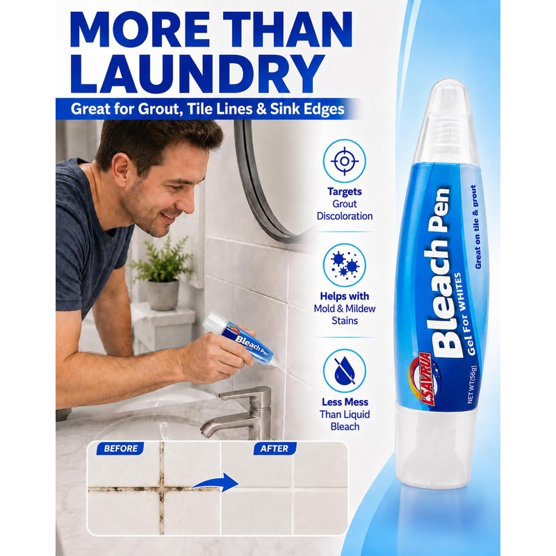 LSAVRUA Bleach Pen for Clothing, Bleach Gel Stain Remover Pen