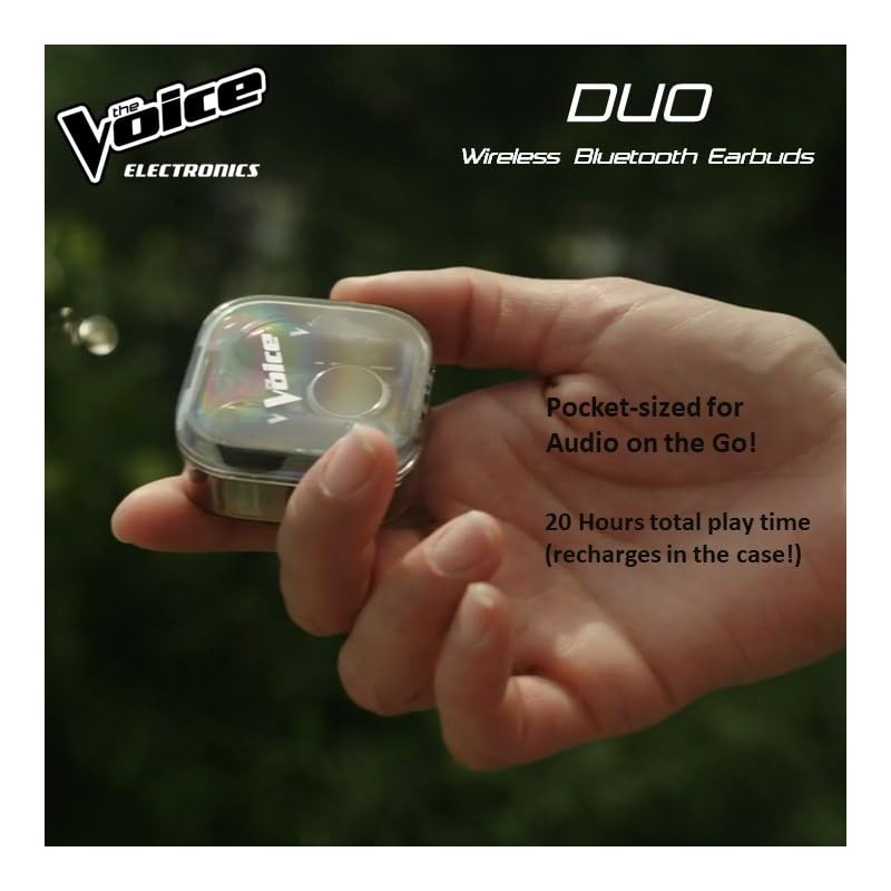The Voice Duo True Wireless Stereo Earbuds with Mic, White