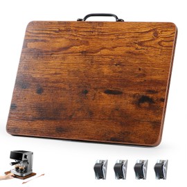 Appliance Slider, Sliding Tray for Coffee Maker, Coffee Pot Slider for Countertop, Kitchen Appliance Rolling Tray with Rubber Wheels (Rustic Brown, Large - Wide (16" X 12.5"))