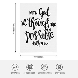 HGOD DESIGNS Bible Verse Throw Blanket With God All Things Are Possible Quote Soft Blankets and Throws 100x130cm Caring for Women Men