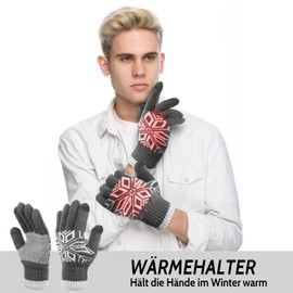 Figarge Fashion Women's Knitted Gloves Touch Screen Winter Gloves with Fleece Lining, Gy