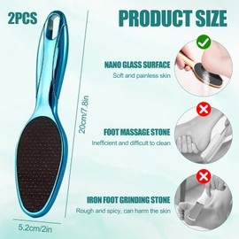 Feirdhoo 2 Stück Nano Glas Langgriff Hornhautentferner, Hornhaut Entfernen Fuß, Fußfeile für Fußspa, Nasse & Trockene die Fußpflege Hornhauthobel, Callus Remover für Weiche und Glatte Fersen