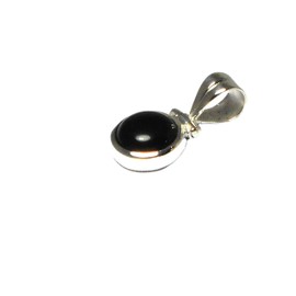 Art Gecko Small Round Black Onyx Pendant 925 Sterling Silver Stone Onyx, Stone, Onyx