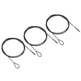 PATIKIL 3.3Ft Safety Cable Lock, 3 Pack Stainless Steel 2mm Dia Security Wire Rope with Double Loop for Stage Lighting Luggage Lock Black