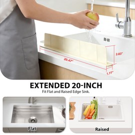 Sink Splash Guard Silicone, Compact Lightweight Accessory for Travel and Daily Use - Volminex 20Inch Silicone Sink Splash