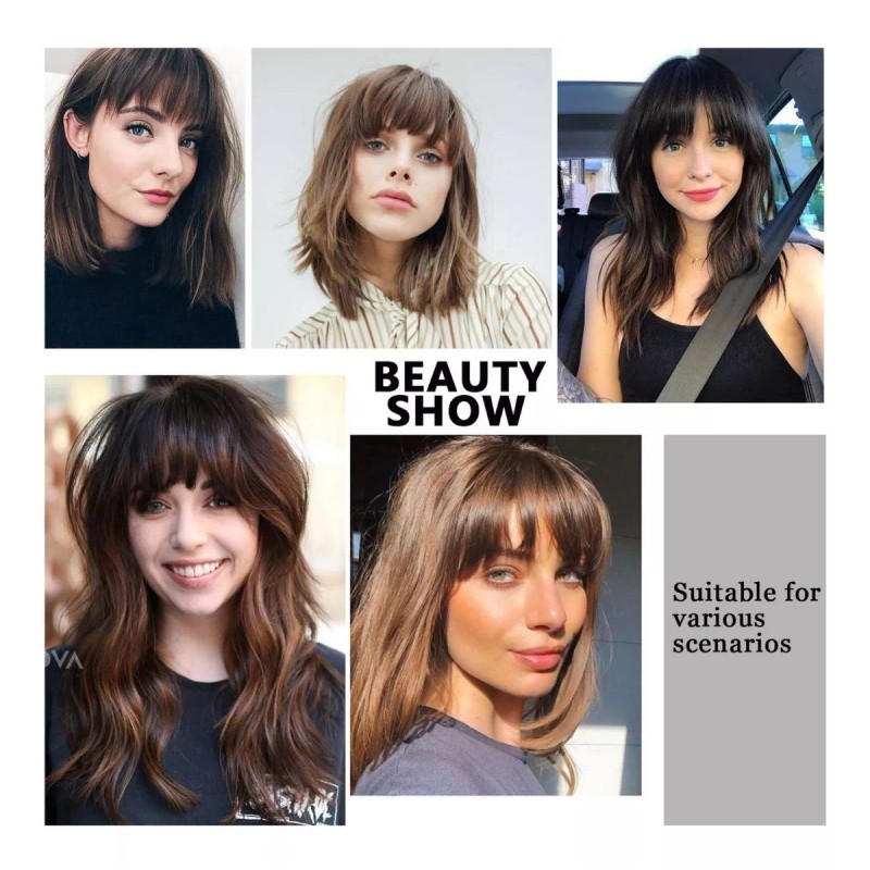 Felendy Clip De Extensiones De Flequillo Sintético Grueso Y Limpio