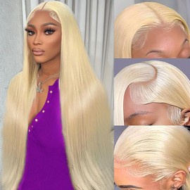 HPJIQ 32 Inch 613 13x6 Lace Front Wigs Human Hair Straight Blonde Wig 180% Density 613 Lace Front Wig Human Hair for Women, Pre Plucked, Minimal Shedding, Soft Texture, Natural Look for Daily Wear