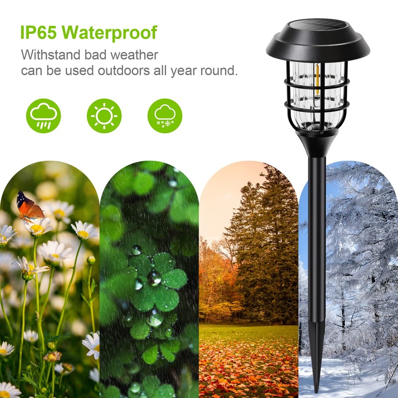LETMY Solar Pathway Lights Outdoor, 8 Pack Bright Solar Lights