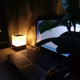 ALLOMN Bedside Lamp with Bluetooth Speaker, Colour Changing Touch Lamp, RGB Dimmable Bedside Night Light, Digital Alarm Clock, Gift for Teens (Multicolour)