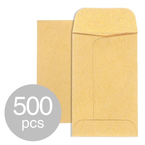 Acko #1 Small Coin Envelopes 2-1/4 x 3-1/2, Kraft Mini Key Envelopes with Gummed Flap in Brown, Seed Packets Envelopes for Storing Seeds, Tip Envelopes for Cash 500pcs