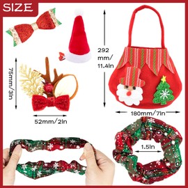 Pack of 11 Christmas Hair Accessories for Women and Girls, Hair Clips, Christmas Hair Clips, Elastic Bobbles, Christmas Hair Bands for Festival, Gifts, Bracelet