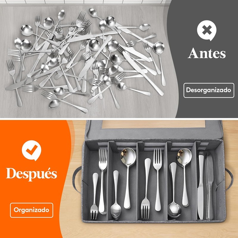 Lifewit - Caja de almacenamiento de cubiertos cubiertos con tapa