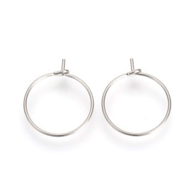 Kissitty 20pcs 316L Stainless Steel Wine Glass Charm Rings Earring Open Beading Hoops 15mm 0.6inch