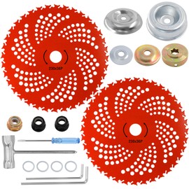 2 Pack 9" x36 Teeth Metal Weed Eater Blades, Carbide Tipped Weed Wacker Blade, Brush Cutter Blades with Universal Adapter Kit for Trimmer, Brush Cutter and Weed Eater with 6-Tooth or 10-Tooth Splines