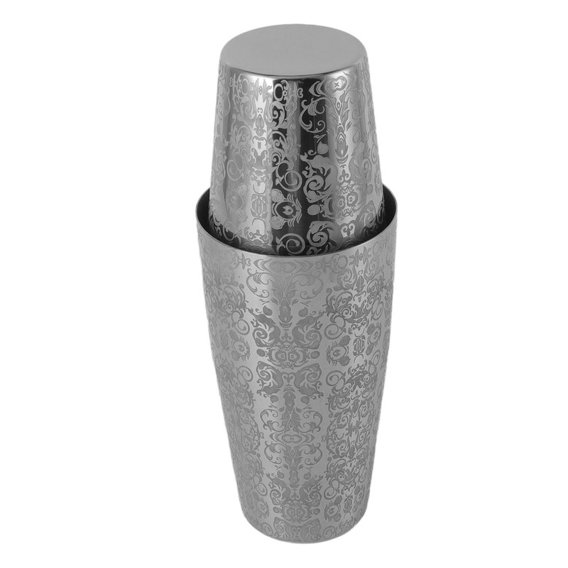 Stainless Steel Cocktail Shaker Engraved Martini Shaker Silver Japanese American