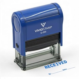Received by Date Self Inking Rubber Stamp (Blue Ink) Medium