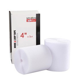Sew on Hook and Loop Style 4 Inch Non-Adhesive Back Nylon Strips Fabric Fastener Non-Adhesive Interlocking Tape White,3 Yard