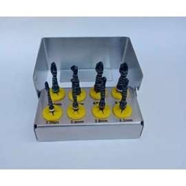 NOMI BROTHERS 8pcs Dental Implant External Irrigation Black Drills Cylindrical With Bur Holder