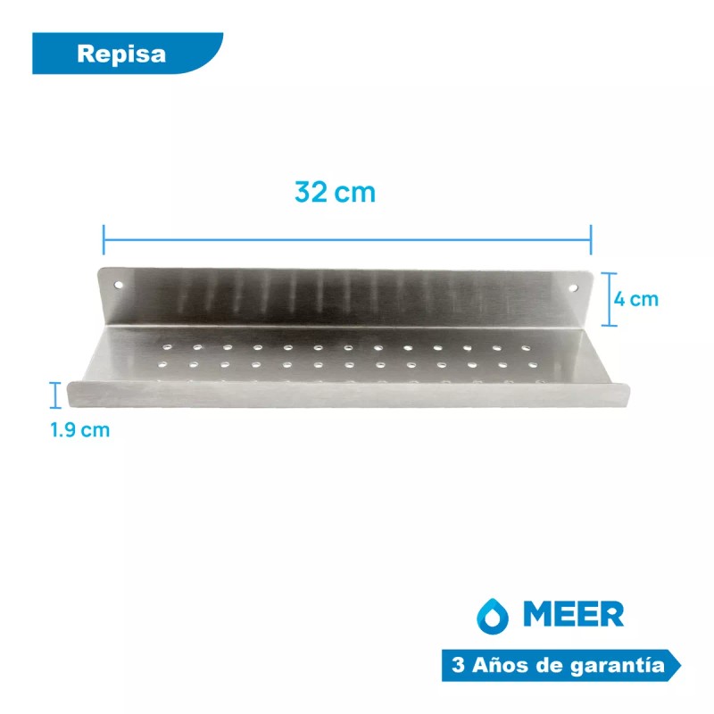 CNX Meer Regadera Con Tubo Y Repisa Para Baño Acero