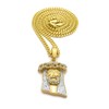 Sparkled Stone Stud Jesus Face Pendant 24" Various Chain Necklace