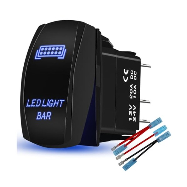 HOKAAER HOKAAER LED Light Bar Rocker Switch Toggle On-Off 12V/20A